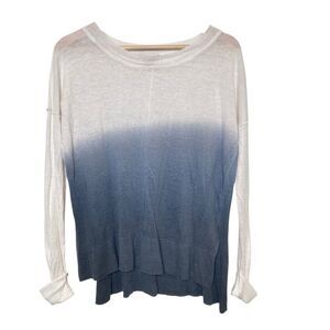 Vertical Design Petite Tiedye Linen Knit Long Sleeve Sweater Size MP Tunic Top